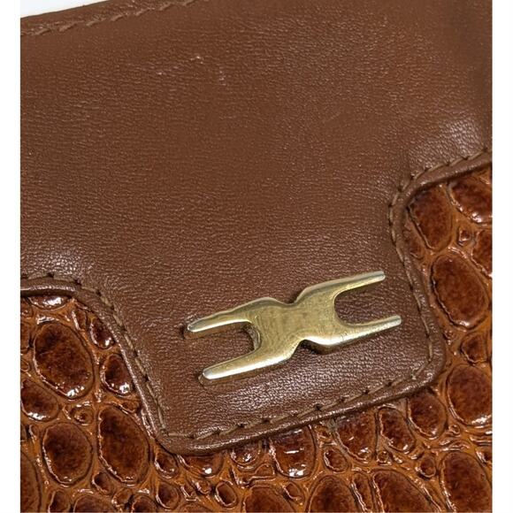 Vintage Sandro Brown Leather Faux Reptile Rectangular Shoulder Bag *READ - Picture 4 of 14